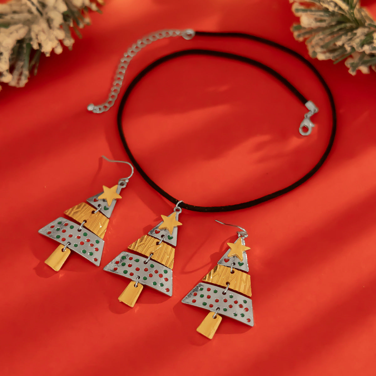 Wholesale Christmas Tree Star Tassel Clavicle Necklace